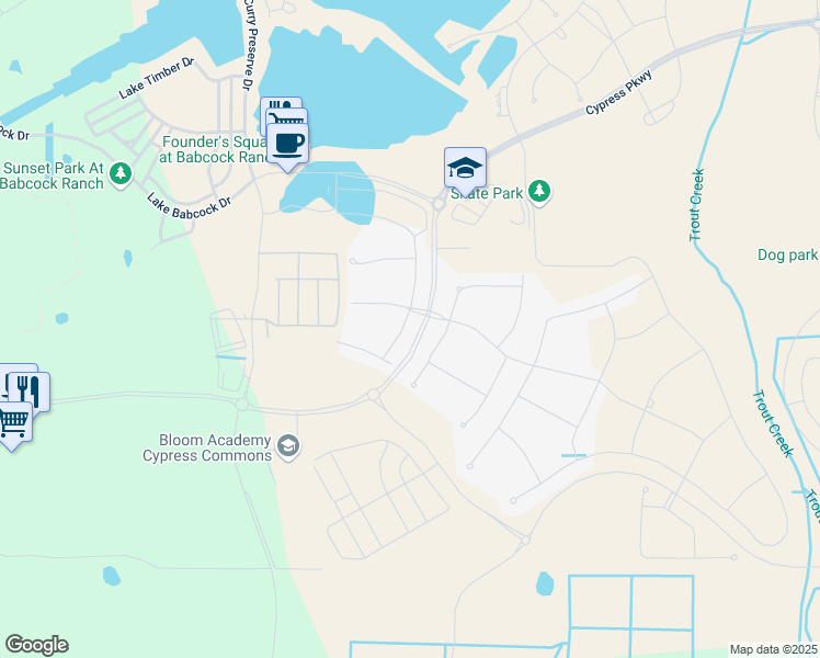 map of restaurants, bars, coffee shops, grocery stores, and more near 17465 Silverspur Drive in Punta Gorda