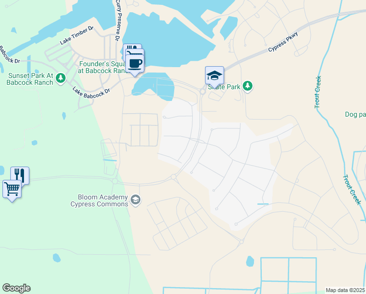 map of restaurants, bars, coffee shops, grocery stores, and more near 17465 Silverspur Drive in Punta Gorda