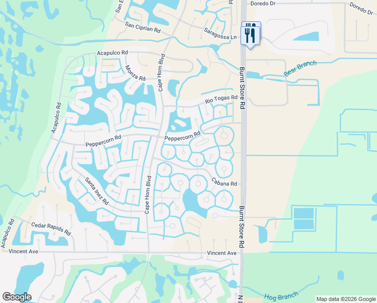 map of restaurants, bars, coffee shops, grocery stores, and more near 17262 Asmara Court in Punta Gorda