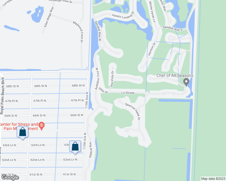 map of restaurants, bars, coffee shops, grocery stores, and more near 10795 La Strada in West Palm Beach