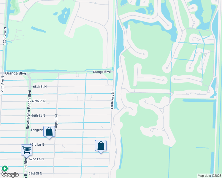 map of restaurants, bars, coffee shops, grocery stores, and more near 11028 68th Street North in West Palm Beach