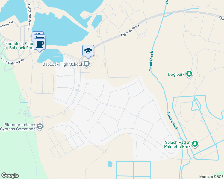 map of restaurants, bars, coffee shops, grocery stores, and more near 17565 Timberline Parkway in Punta Gorda