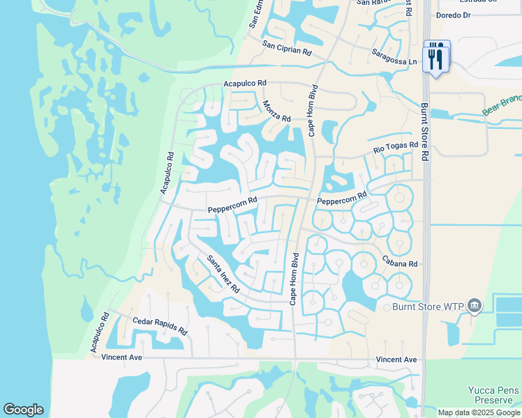 map of restaurants, bars, coffee shops, grocery stores, and more near 17261 Spearmint Lane in Punta Gorda