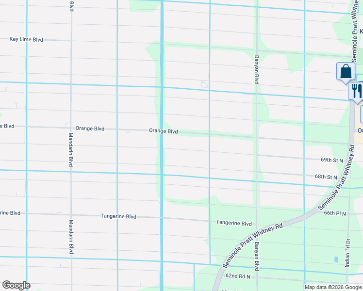 map of restaurants, bars, coffee shops, grocery stores, and more near 16834 69th Street North in Loxahatchee
