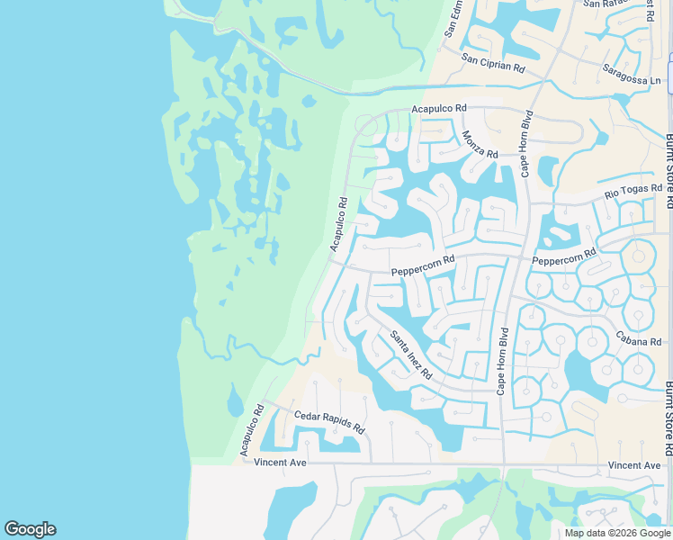 map of restaurants, bars, coffee shops, grocery stores, and more near 17258 Acapulco Road in Punta Gorda