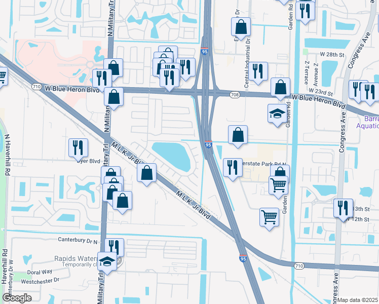 map of restaurants, bars, coffee shops, grocery stores, and more near 4031 69th Place North in West Palm Beach