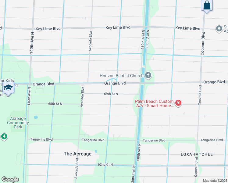 map of restaurants, bars, coffee shops, grocery stores, and more near 13259 69th Street North in West Palm Beach