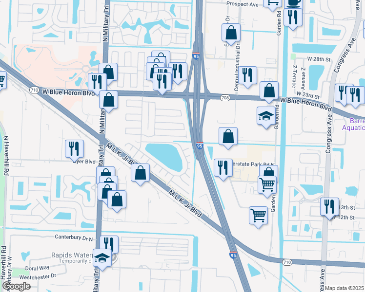 map of restaurants, bars, coffee shops, grocery stores, and more near 4031 69th Place North in West Palm Beach