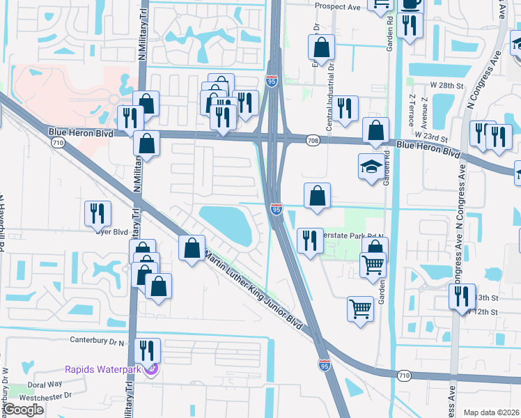 map of restaurants, bars, coffee shops, grocery stores, and more near 4031 69th Place North in West Palm Beach