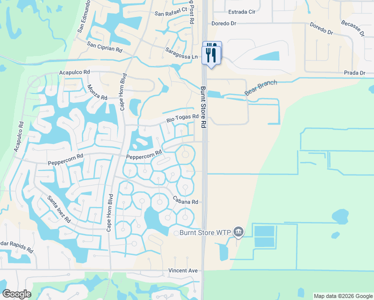 map of restaurants, bars, coffee shops, grocery stores, and more near 17216 Nile Court in Punta Gorda