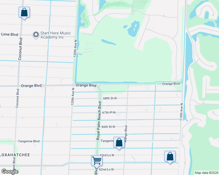 map of restaurants, bars, coffee shops, grocery stores, and more near 11714 Orange Boulevard in West Palm Beach