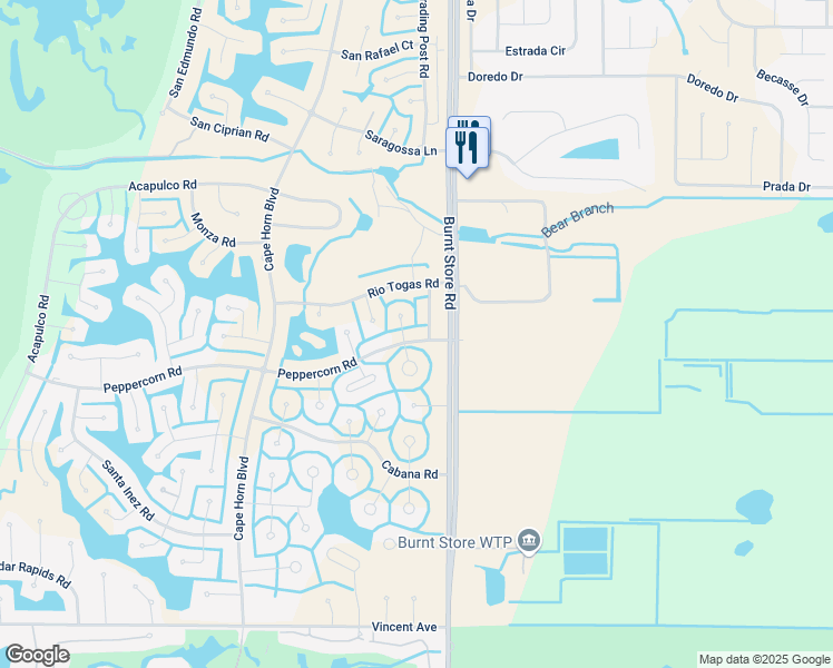 map of restaurants, bars, coffee shops, grocery stores, and more near 17154 Sugar Court in Punta Gorda
