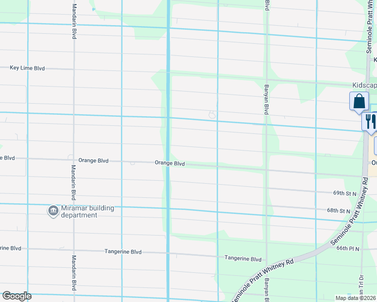 map of restaurants, bars, coffee shops, grocery stores, and more near 16896 70th Street North in Loxahatchee