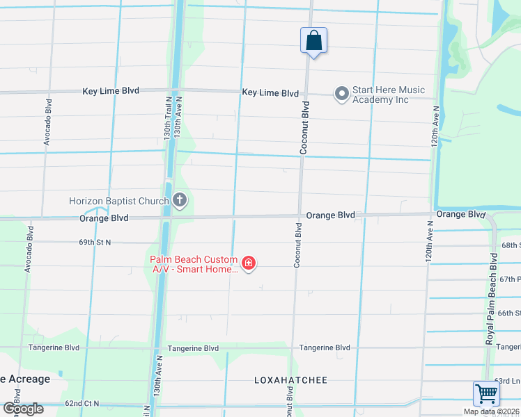 map of restaurants, bars, coffee shops, grocery stores, and more near 12683 Orange Boulevard in West Palm Beach