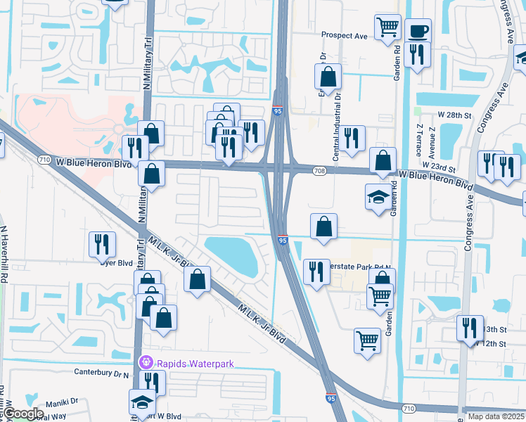 map of restaurants, bars, coffee shops, grocery stores, and more near 7082 40th Trail North in Riviera Beach