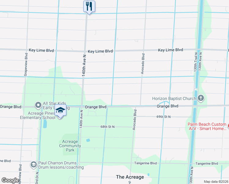 map of restaurants, bars, coffee shops, grocery stores, and more near 13754 72nd Court North in West Palm Beach
