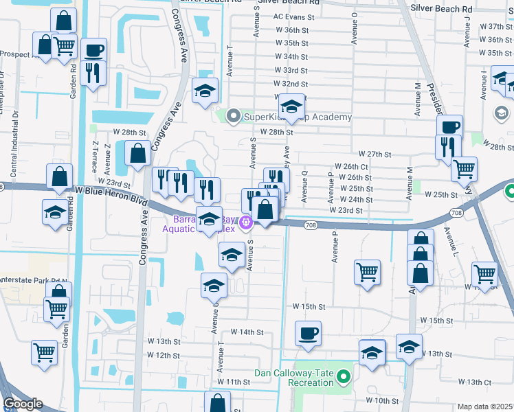 map of restaurants, bars, coffee shops, grocery stores, and more near 1568 West 24th Court in Riviera Beach