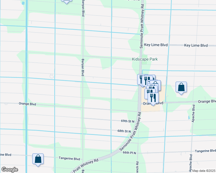 map of restaurants, bars, coffee shops, grocery stores, and more near 16281 71st Lane North in Loxahatchee