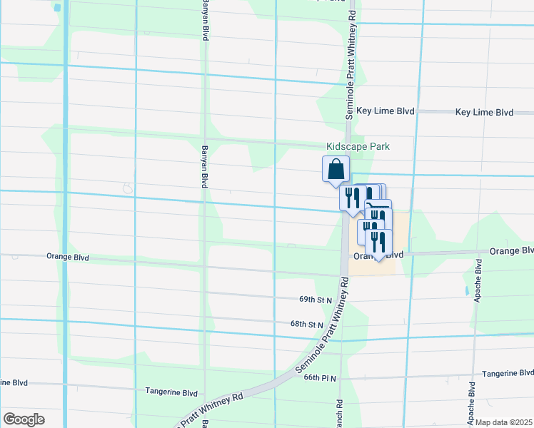 map of restaurants, bars, coffee shops, grocery stores, and more near 16281 71st Lane North in Loxahatchee