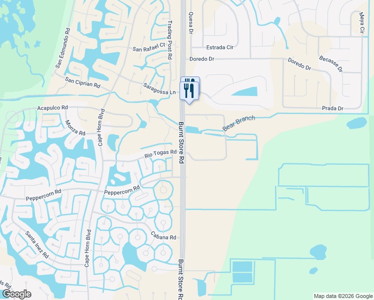 map of restaurants, bars, coffee shops, grocery stores, and more near 17110 Burnt Store Road in Punta Gorda