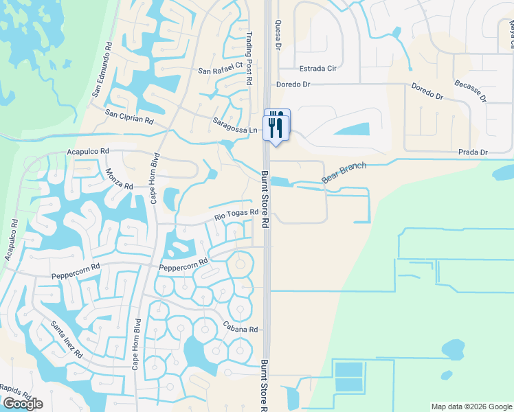 map of restaurants, bars, coffee shops, grocery stores, and more near 17110 Burnt Store Road in Punta Gorda
