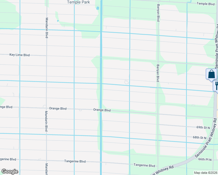 map of restaurants, bars, coffee shops, grocery stores, and more near 16933 71st Lane North in Loxahatchee