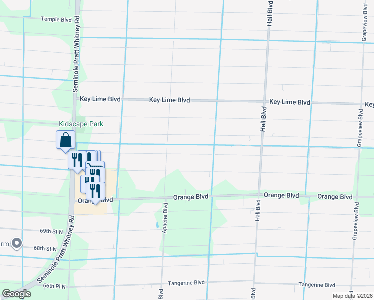 map of restaurants, bars, coffee shops, grocery stores, and more near 15405 72nd Court North in The Acreage