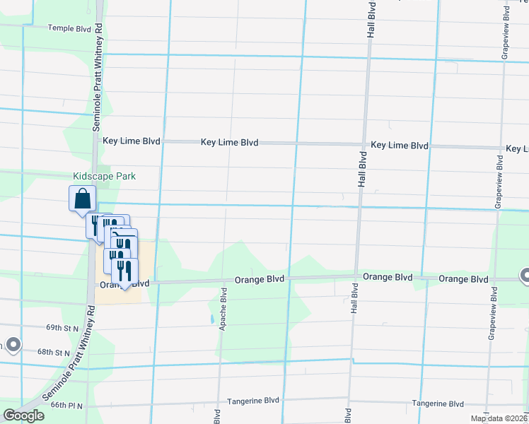 map of restaurants, bars, coffee shops, grocery stores, and more near 15405 72nd Court North in Loxahatchee