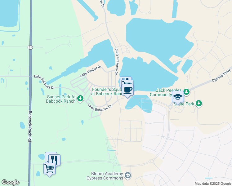 map of restaurants, bars, coffee shops, grocery stores, and more near Curry Preserve Drive in Charlotte County