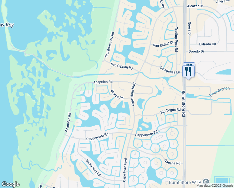 map of restaurants, bars, coffee shops, grocery stores, and more near 17058 Monza Road in Punta Gorda