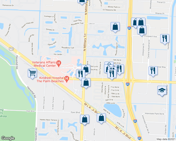 map of restaurants, bars, coffee shops, grocery stores, and more near 4425 73rd Lane North in Riviera Beach