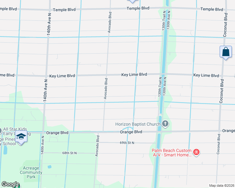 map of restaurants, bars, coffee shops, grocery stores, and more near 13374 74th Street North in West Palm Beach