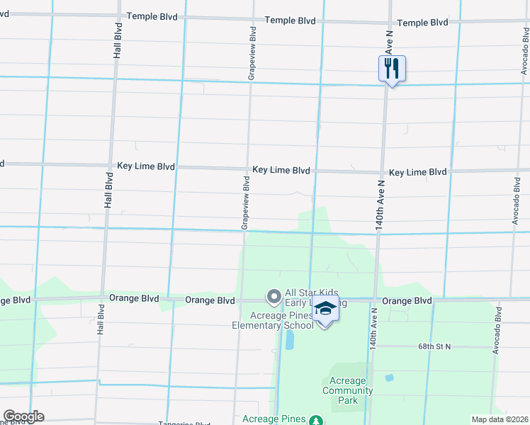 map of restaurants, bars, coffee shops, grocery stores, and more near 14406 74th Street North in Loxahatchee