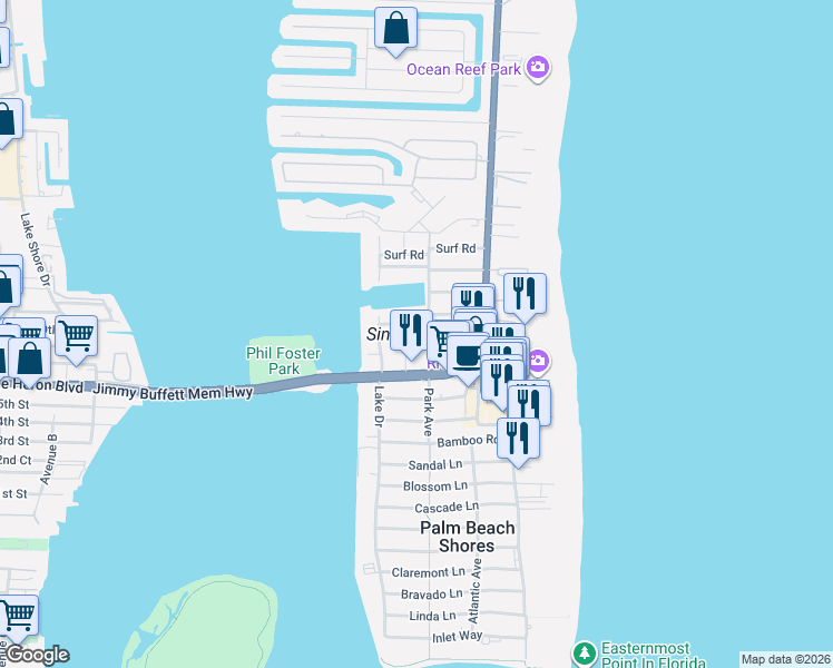 map of restaurants, bars, coffee shops, grocery stores, and more near in Riviera Beach