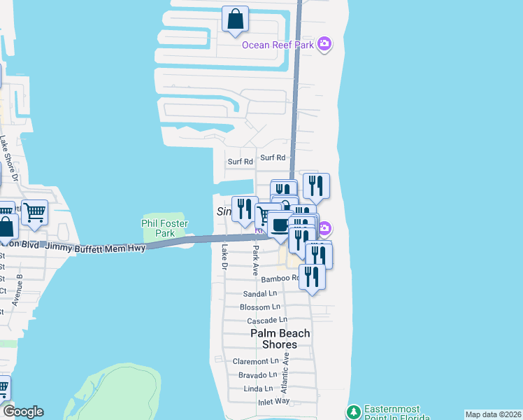 map of restaurants, bars, coffee shops, grocery stores, and more near in Riviera Beach