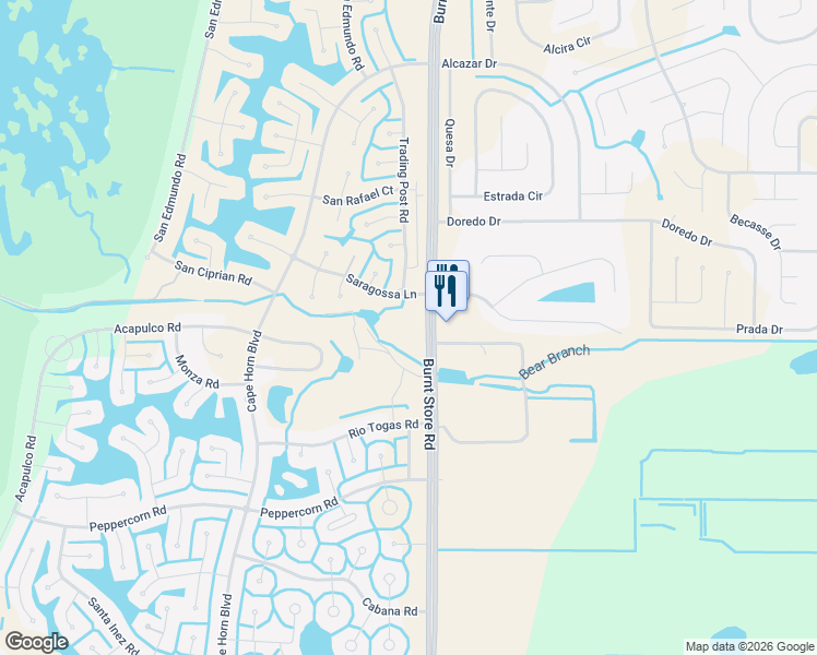 map of restaurants, bars, coffee shops, grocery stores, and more near 16501 Burnt Store Road in Punta Gorda