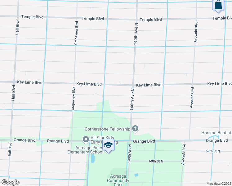 map of restaurants, bars, coffee shops, grocery stores, and more near 14116 74th Street North in Loxahatchee