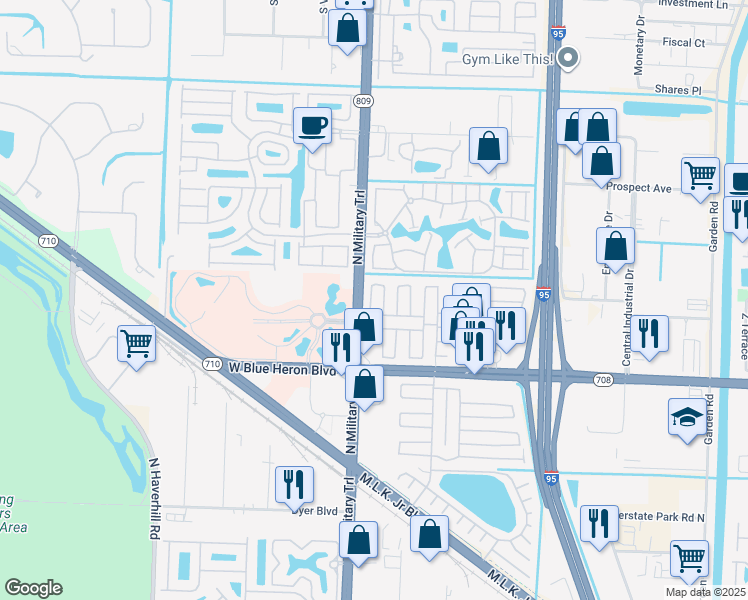 map of restaurants, bars, coffee shops, grocery stores, and more near 4425 73rd Lane North in Riviera Beach
