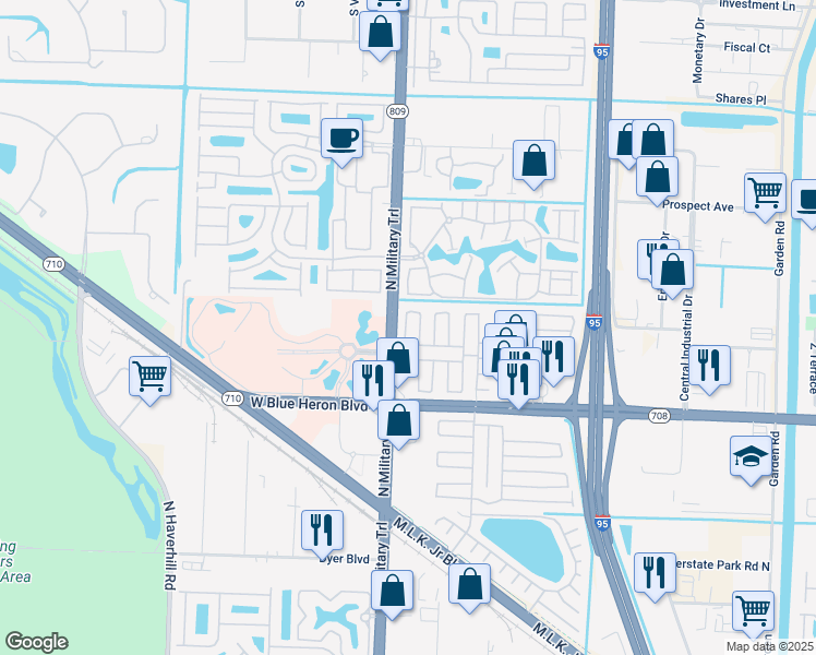 map of restaurants, bars, coffee shops, grocery stores, and more near 4425 73rd Lane North in Riviera Beach