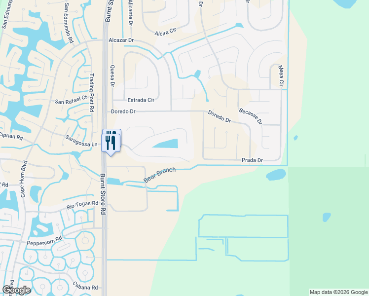 map of restaurants, bars, coffee shops, grocery stores, and more near 25250 Roland Lane in Punta Gorda