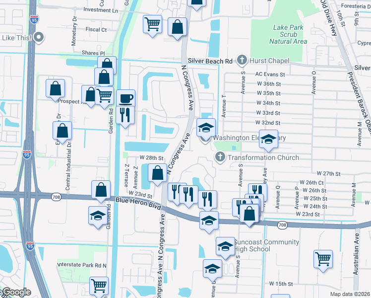 map of restaurants, bars, coffee shops, grocery stores, and more near 2906 Carvelle Drive in Riviera Beach