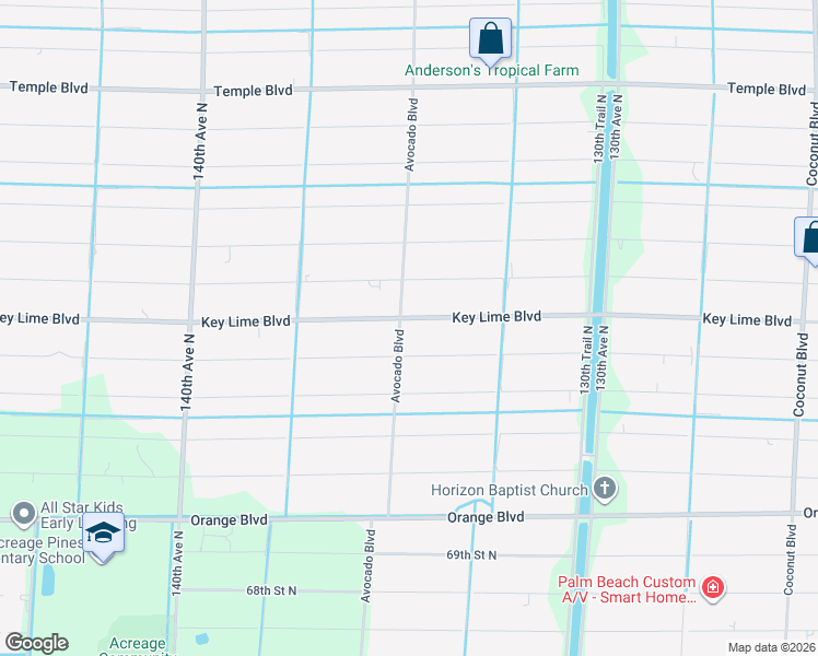 map of restaurants, bars, coffee shops, grocery stores, and more near 13504 Key Lime Boulevard in West Palm Beach