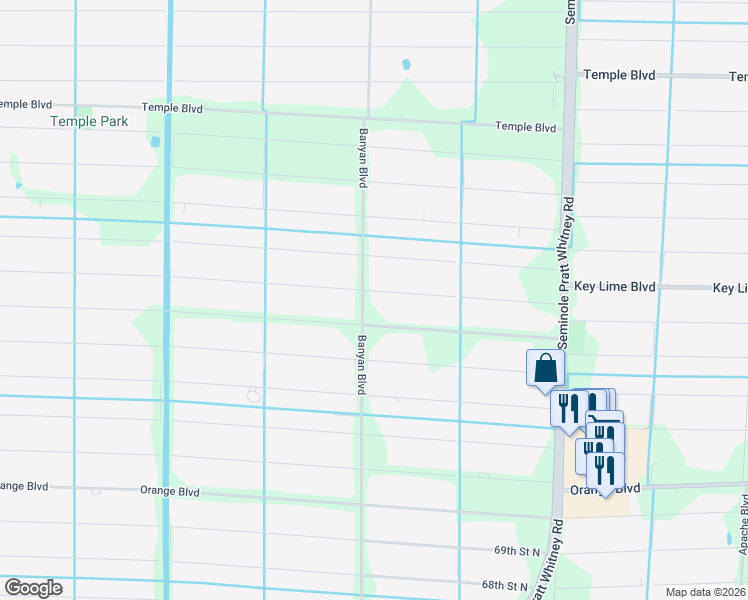 map of restaurants, bars, coffee shops, grocery stores, and more near 16474 75th Place North in Loxahatchee
