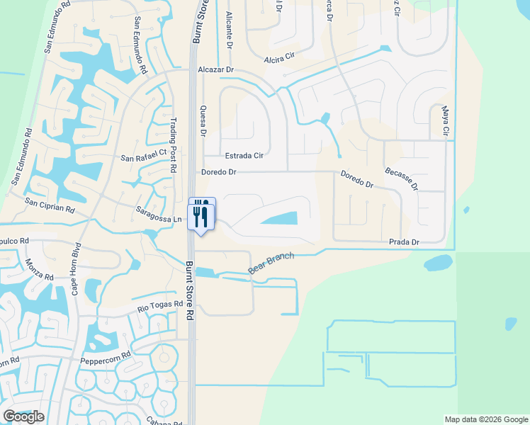 map of restaurants, bars, coffee shops, grocery stores, and more near 25131 Roland Lane in Punta Gorda