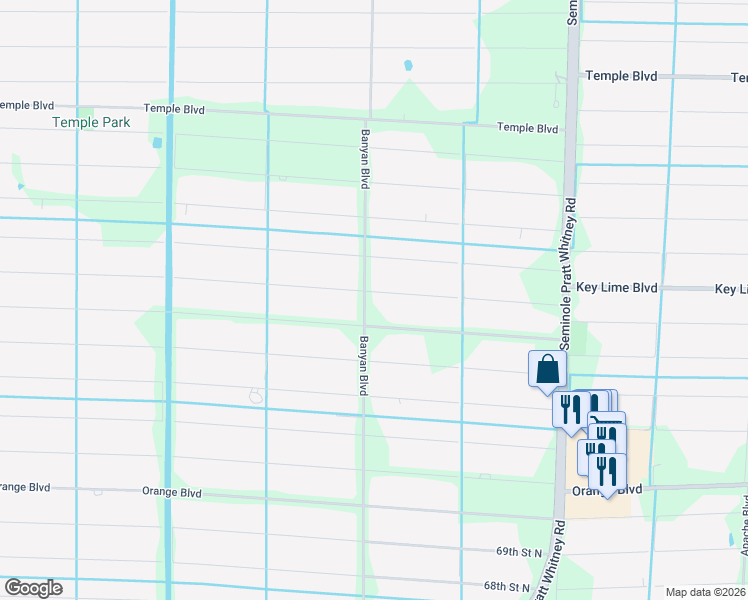 map of restaurants, bars, coffee shops, grocery stores, and more near 16474 75th Place North in Loxahatchee