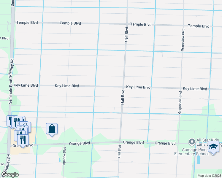 map of restaurants, bars, coffee shops, grocery stores, and more near 15134 Key Lime Boulevard in Loxahatchee