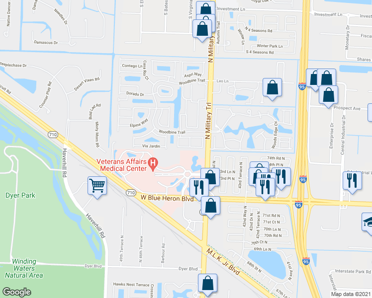 map of restaurants, bars, coffee shops, grocery stores, and more near 6115 Seminole Gardens Circle in Riviera Beach