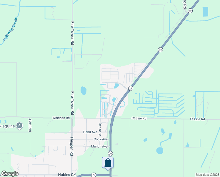 map of restaurants, bars, coffee shops, grocery stores, and more near Bay Court in Glades County