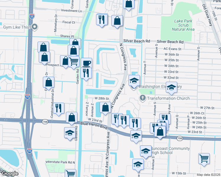 map of restaurants, bars, coffee shops, grocery stores, and more near 3167 Laurel Ridge Circle in Riviera Beach