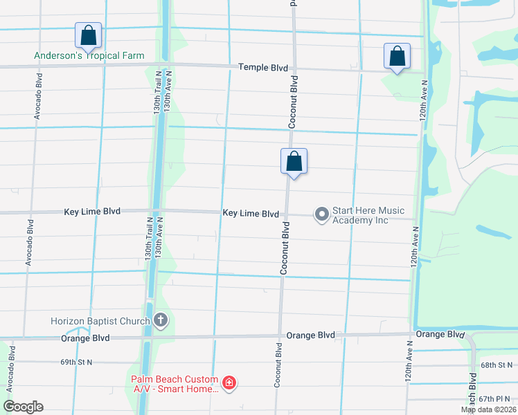map of restaurants, bars, coffee shops, grocery stores, and more near 12626 Key Lime Boulevard in West Palm Beach
